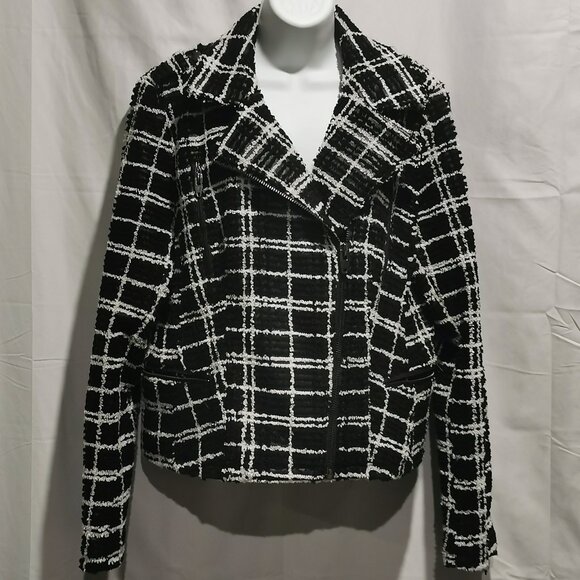 Tweed Moto Style Jacket Size L EUC #159 - Picture 1 of 9